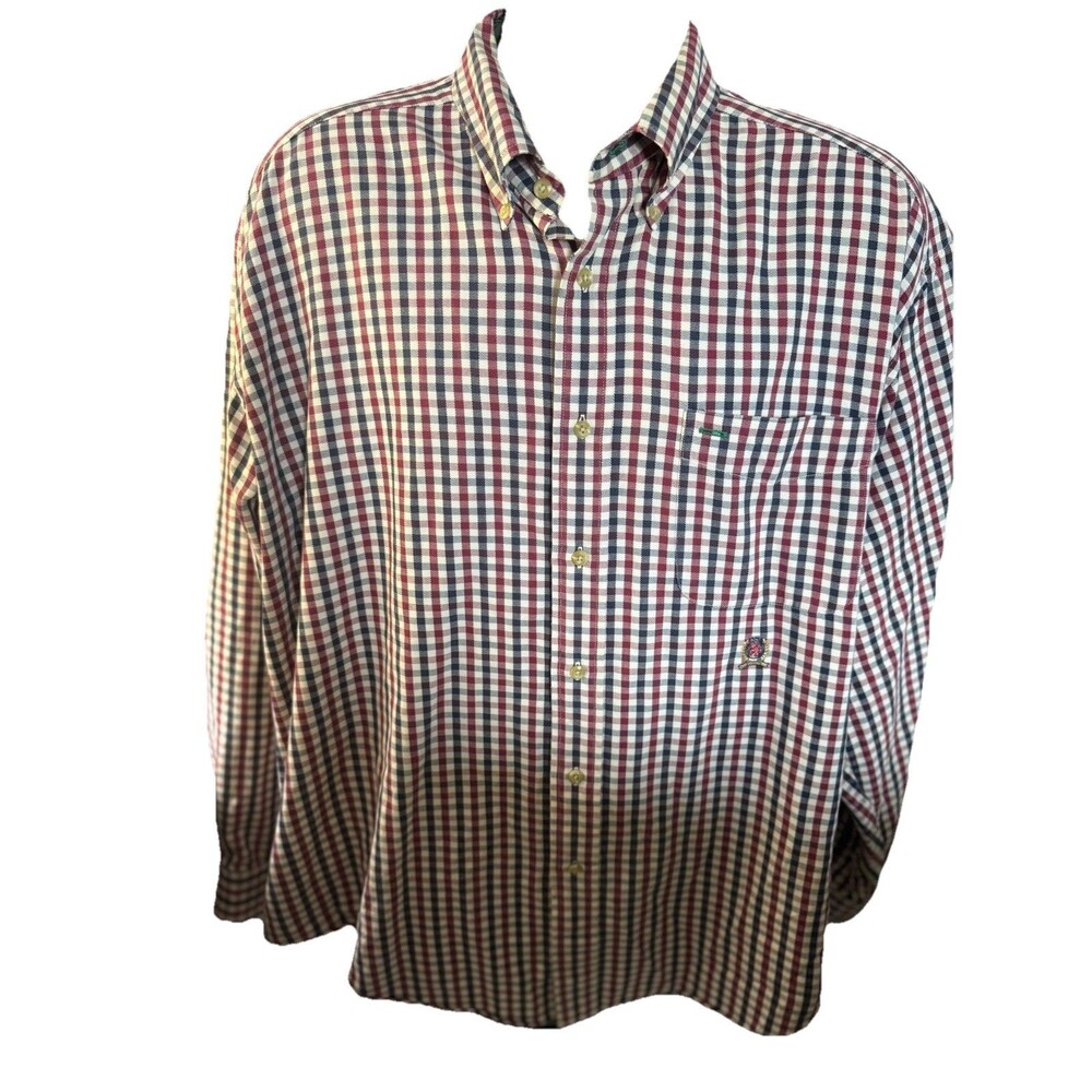 Vintage Tommy Hilfiger Shirt Men's XL Checkered Cotton Button Down Collar